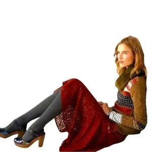 Anthropologie Moulinette Soeurs Nolana Burnt Orange‎ Lace Midi Skirt Size 2